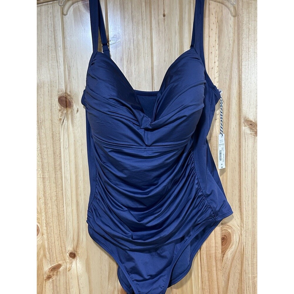 Sonnet Shores Swim Suit One Piece Navy Blue Molded Cups Tummy Panel  Size 22 W